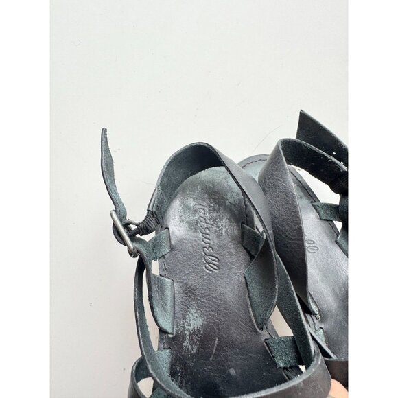MADEWELL Boardwalk Black Leather Multi-Strap Slingback Sandals, Size 6 - Picture 4 of 11